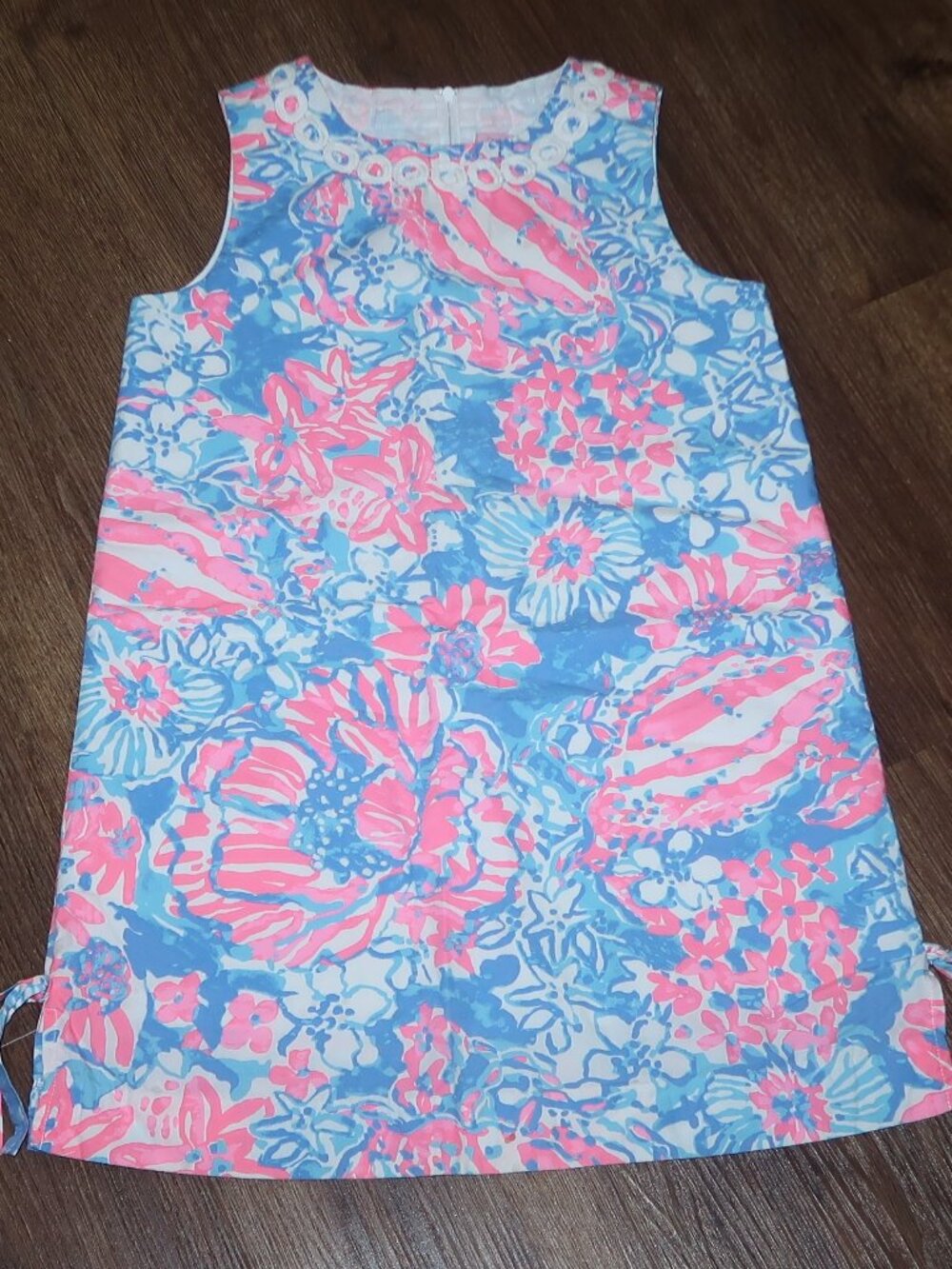 Girls Lilly Pulitzer Pop Pop Glow in the Dark Summer Shift Dress Pink Blue sz 10